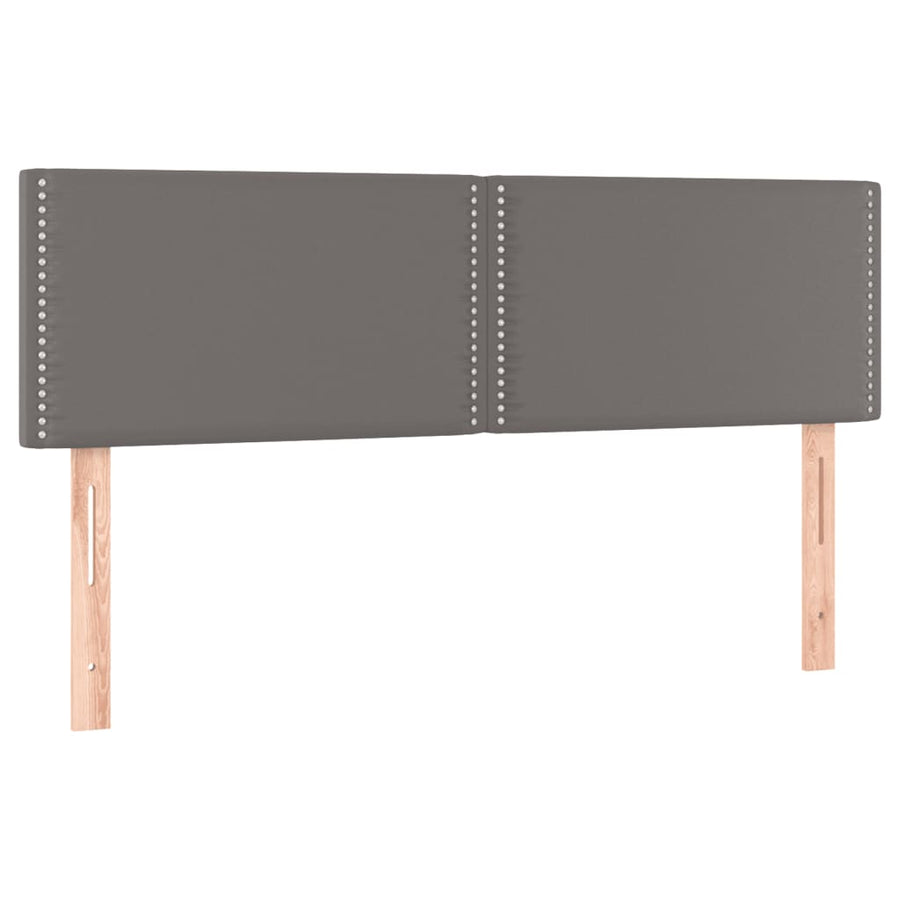 Boxspring Met Matras Kunstleer Grijs 140 x 200 cm Effen met spijkers