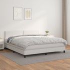 Boxspring Met Matras Kunstleer Wit 160 x 200 cm Effen met spijkers