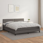 Boxspring Met Matras Kunstleer Grijs 160 x 200 cm Effen met spijkers