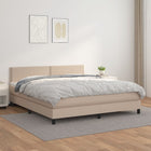 Boxspring Met Matras Kunstleer Kleurig Cappuccino 160 x 200 cm Effen met spijkers