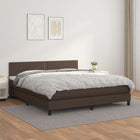 Boxspring Met Matras Kunstleer Bruin 180 x 200 cm Effen met spijkers