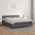 Boxspring Met Matras Kunstleer Grijs 180 x 200 cm Effen met spijkers