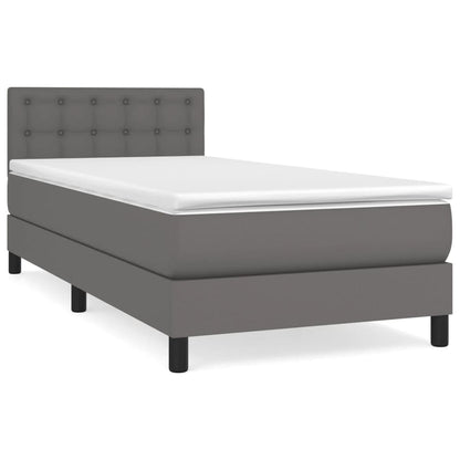 Boxspring Met Matras Kunstleer Grijs 80 x 200 cm Knopen