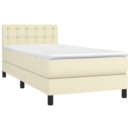 Boxspring Met Matras Kunstleer Crèmekleurig 90X190 Cm 90 x 190 cm