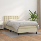 Boxspring met matras 90x190 cm crèmekleurig kunstleer