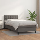 Boxspring met matras 90x190 cm grijs kunstleer