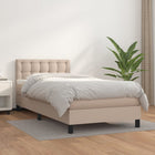 Boxspring Met Matras Kunstleer Cappuccinokleurig 90X190 Cm 90 x 190 cm Knopen