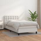 Boxspring Met Matras Kunstleer Wit 90 x 200 cm Knopen