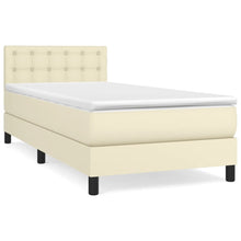 Boxspring Met Matras Kunstleer Kleurig Crème 90 x 200 cm Knopen