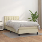 Box spring bed with mattress cream artificial leather 90x200 cm