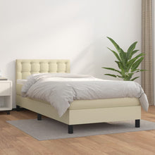 Boxspring Met Matras Kunstleer Kleurig Crème 90 x 200 cm Knopen