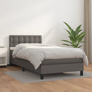 Boxspring met matras 90x200 cm kunstleer grijs