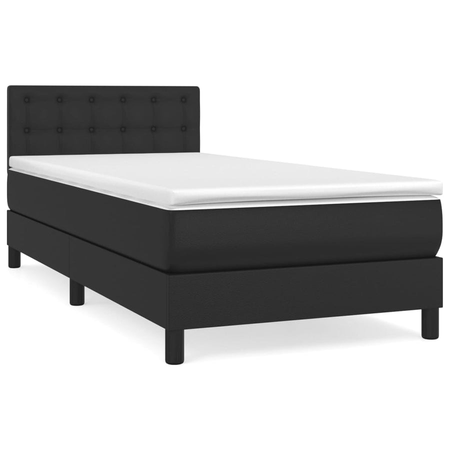 Boxspring Met Matras Kunstleer Zwart 100 x 200 cm Knopen