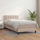 Boxspring met matras kunstleer cappuccinokleurig 100x200 cm 100 x 200 cm Knopen