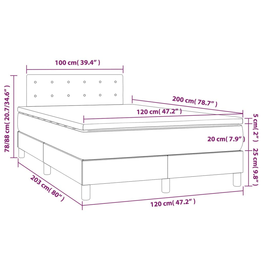 Boxspring Met Matras Kunstleer Zwart 120 x 200 cm Knopen