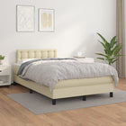 Box spring With Mattress Faux Leather Cream 120X200 Cm 120 x 200 cm