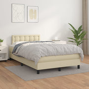 Boxspring met matras 120x200 cm crèmekleurig kunstleer