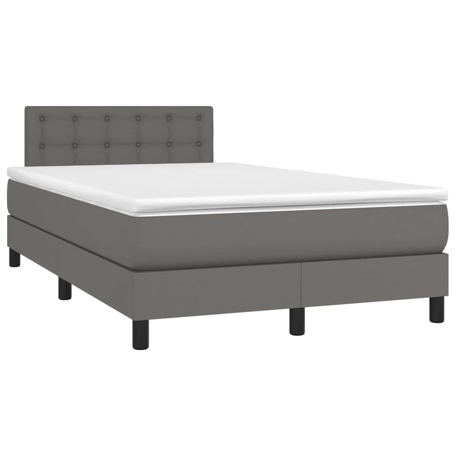 Boxspring Met Matras Kunstleer Grijs 120 x 200 cm Knopen