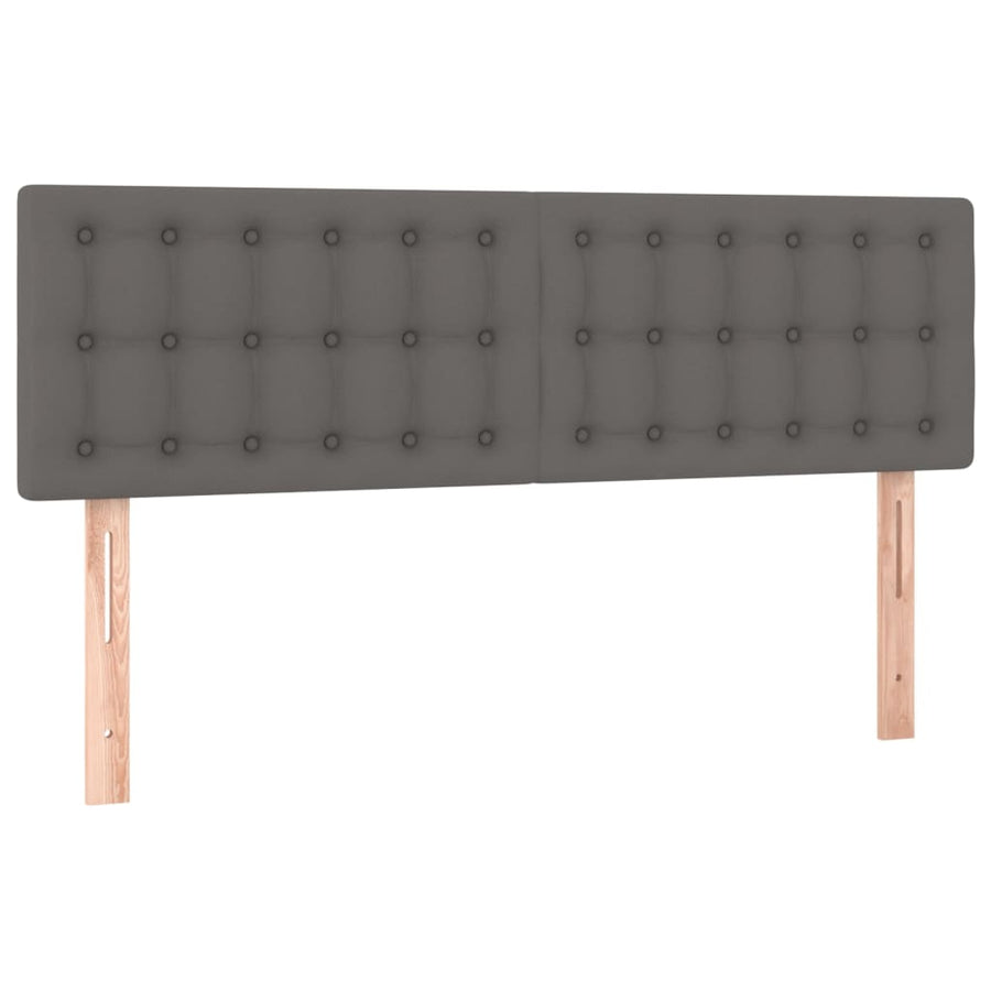 Boxspring Met Matras Kunstleer Grijs 140 x 200 cm Knopen