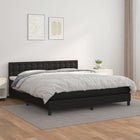 Boxspring Met Matras Kunstleer Zwart 160 x 200 cm Knopen