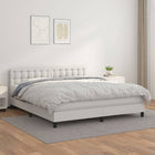 Boxspring Met Matras Kunstleer Wit 160 x 200 cm Knopen