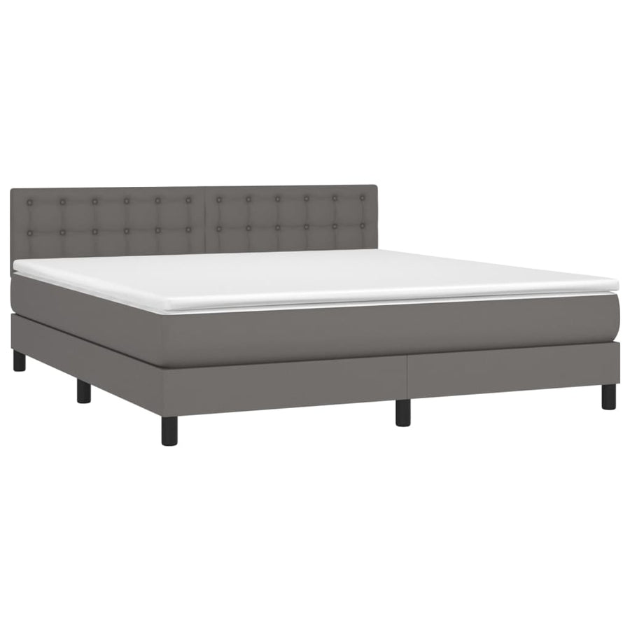 Boxspring Met Matras Kunstleer Grijs 160 x 200 cm Knopen