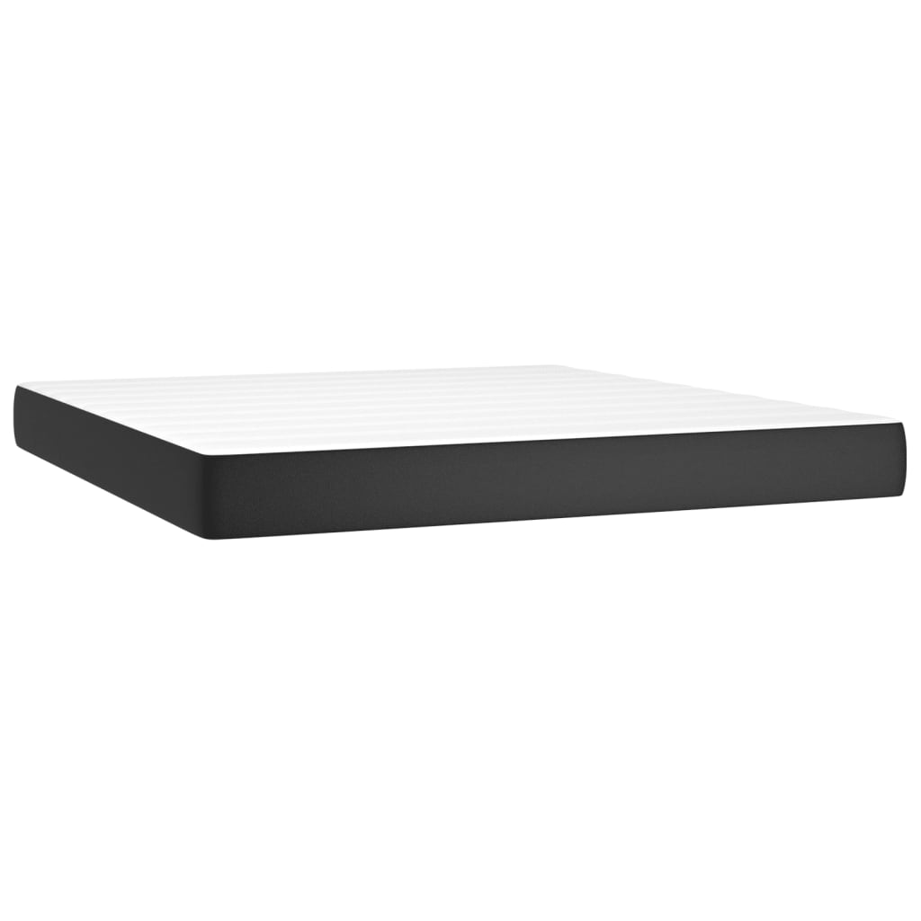 Boxspring Met Matras Kunstleer Zwart 180 x 200 cm Knopen