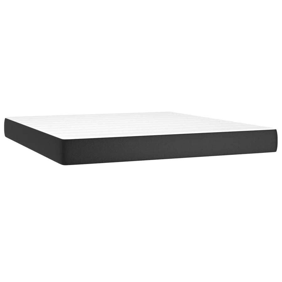 Boxspring Met Matras Kunstleer Zwart 180 x 200 cm Knopen