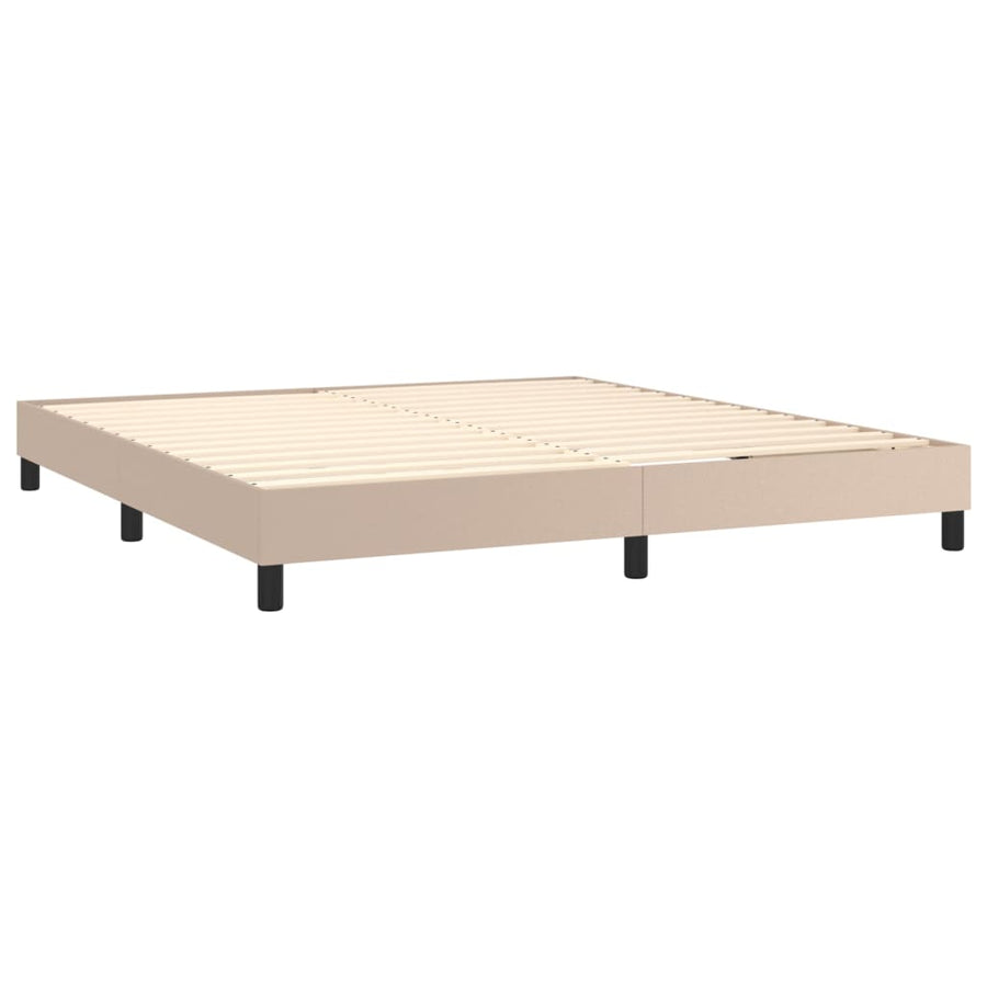 Boxspring Met Matras Kunstleer Kleurig Cappuccino 180 x 200 cm Knopen