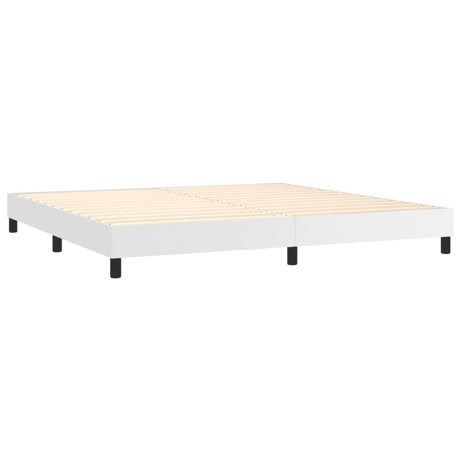 Boxspring Met Matras Kunstleer Wit 200 x 200 cm Knopen