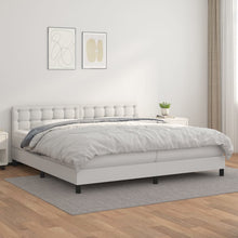 Boxspring Met Matras Kunstleer Wit 200 x 200 cm Knopen