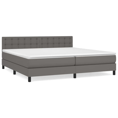 Boxspring Met Matras Kunstleer Grijs 200 x 200 cm Knopen