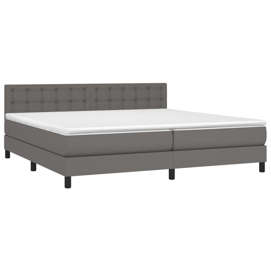 Boxspring Met Matras Kunstleer Grijs 200 x 200 cm Knopen