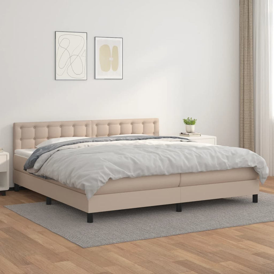 Boxspring Met Matras Kunstleer Kleurig 200 x 200 cm