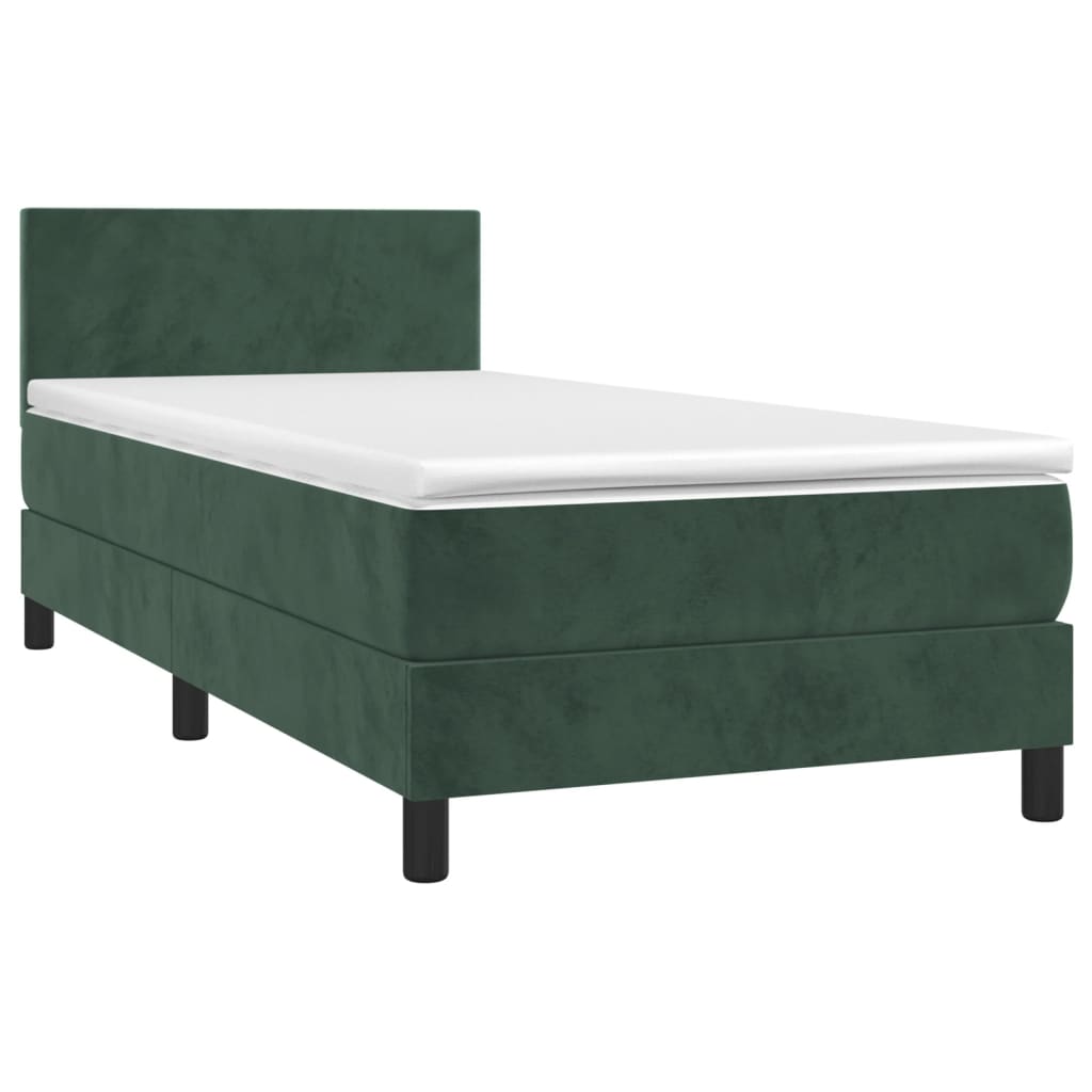 Boxspring Met Matras Fluweel Donkergroen 80X200 Cm 80 x 200 cm Effen ontwerp
