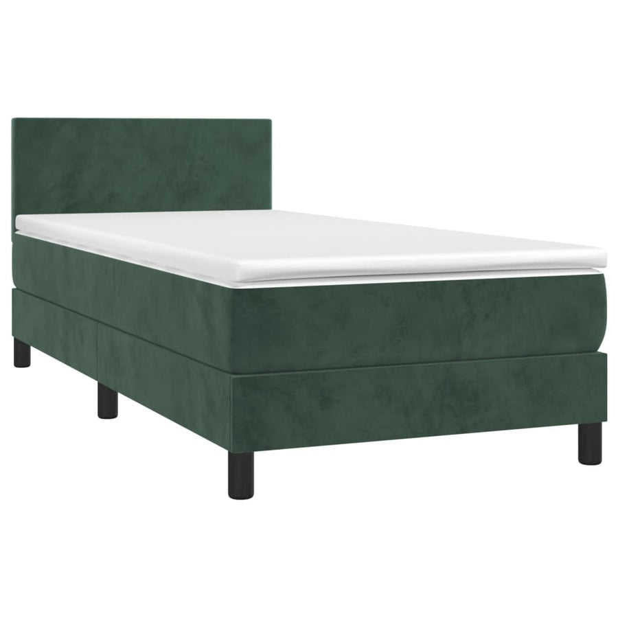 Boxspring Met Matras Fluweel Donkergroen 80X200 Cm 80 x 200 cm Effen ontwerp