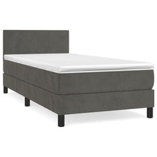 Boxspring Met Matras Fluweel Donkergrijs 90 x 200 cm Effen ontwerp
