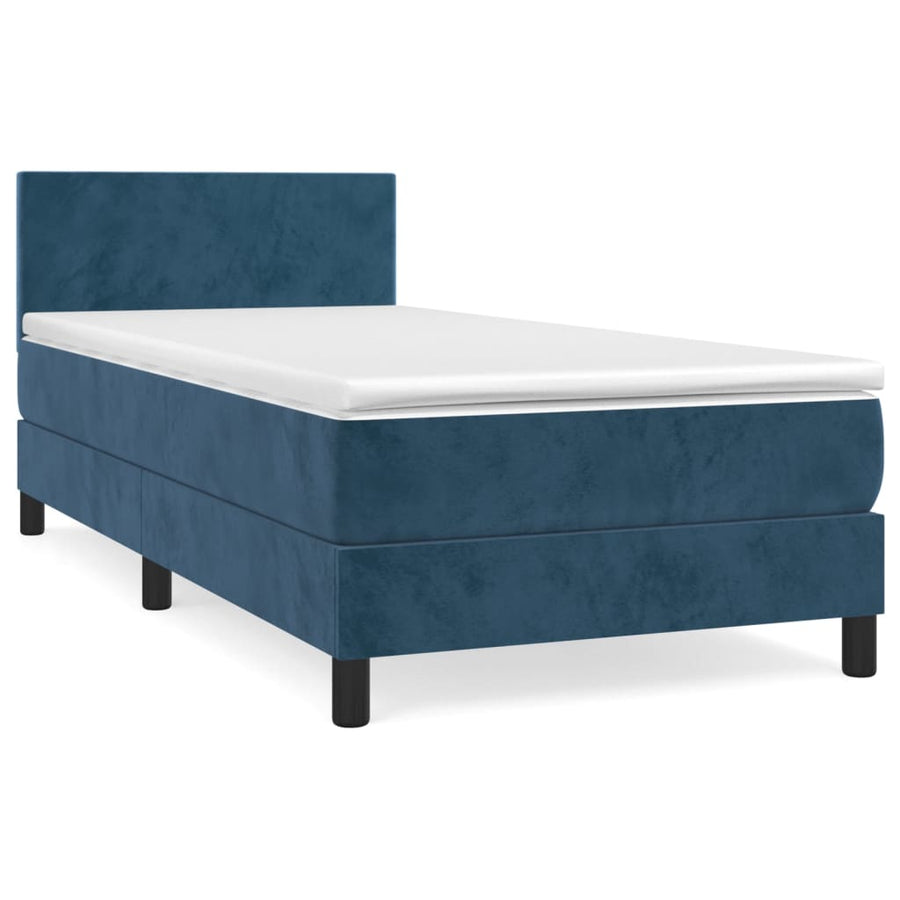 Boxspring Met Matras Fluweel Donkerblauw 100 x 200 cm Effen ontwerp