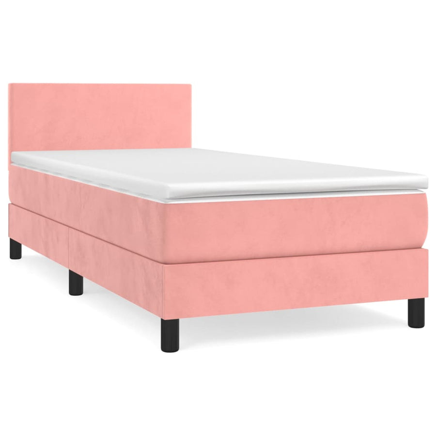 Boxspring Met Matras Fluweel Roze 100 x 200 cm Effen ontwerp