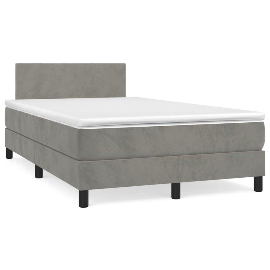 Boxspring Met Matras Fluweel Lichtgrijs 120 x 200 cm Effen ontwerp