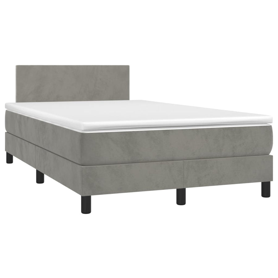Boxspring Met Matras Fluweel Lichtgrijs 120 x 200 cm Effen ontwerp