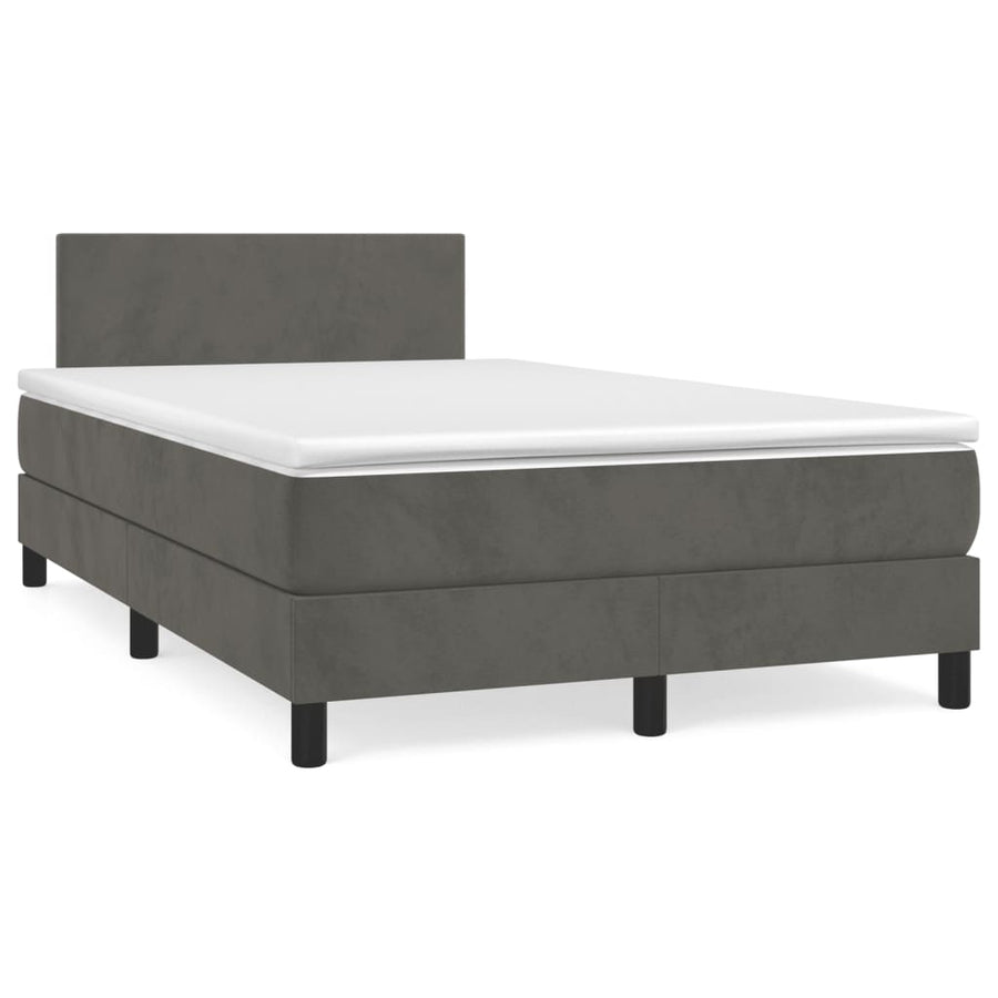 Boxspring Met Matras Fluweel Donkergrijs 120 x 200 cm Effen ontwerp