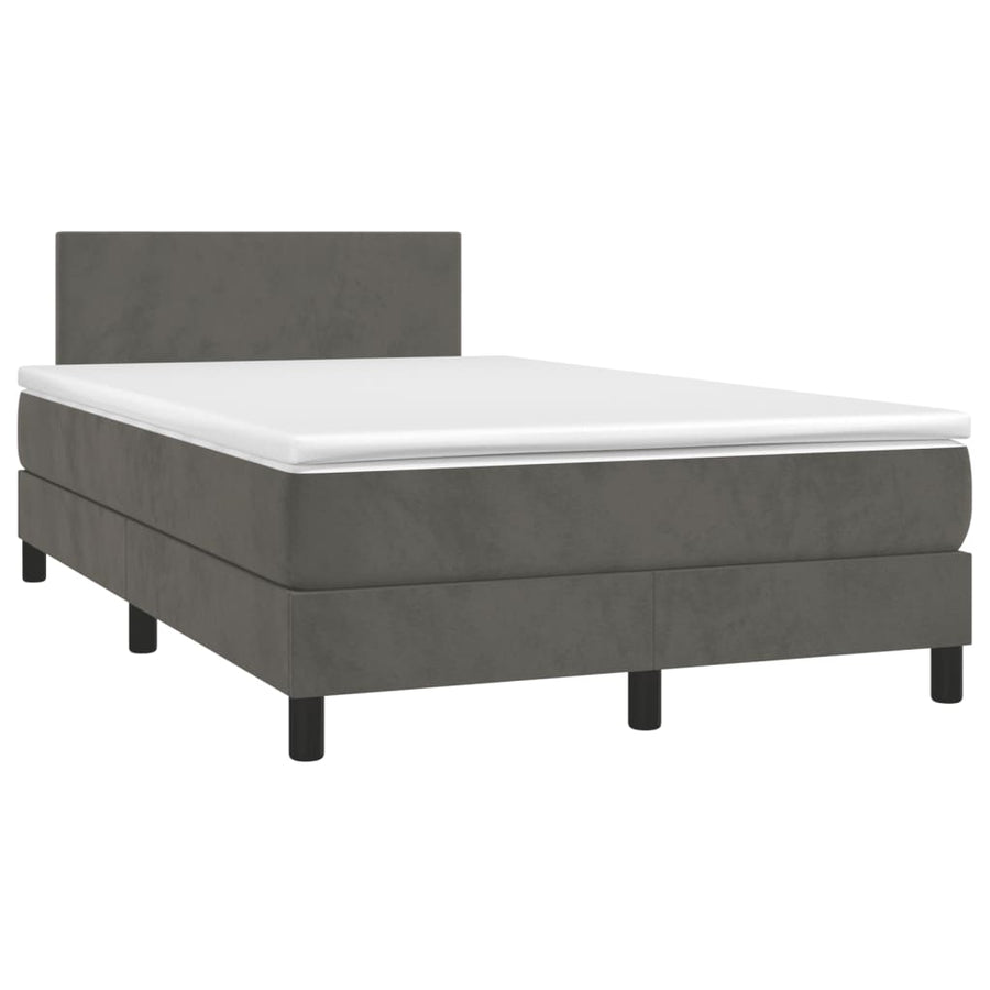 Boxspring Met Matras Fluweel Donkergrijs 120 x 200 cm Effen ontwerp