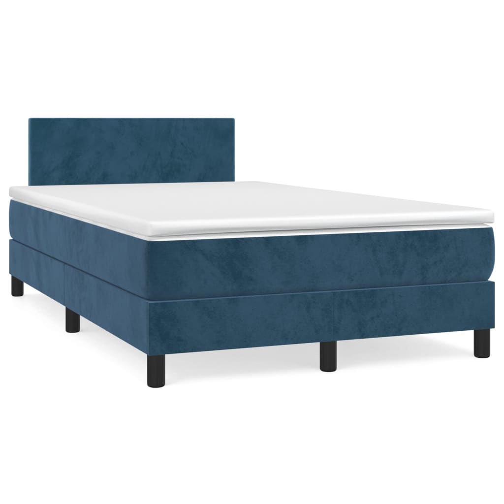 Boxspring Met Matras Fluweel Donkerblauw 120 x 200 cm Effen ontwerp