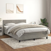 Boxspring 140x190 cm fluweel lichtgrijs