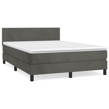 Boxspring Met Matras Fluweel Donkergrijs 140 x 200 cm Effen ontwerp