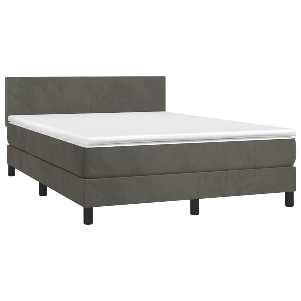 Boxspring Met Matras Fluweel Donkergrijs 140 x 200 cm Effen ontwerp