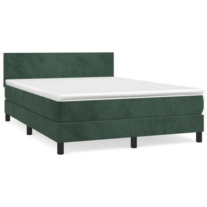 Boxspring met matras fluweel donkergroen 140x200 cm 140 x 200 cm Donkergroen