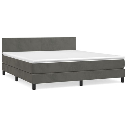 Boxspring Met Matras Fluweel Donkergrijs 160 x 200 cm Effen ontwerp