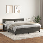 Boxspring Met Matras Fluweel Donkergrijs 160 x 200 cm Effen ontwerp